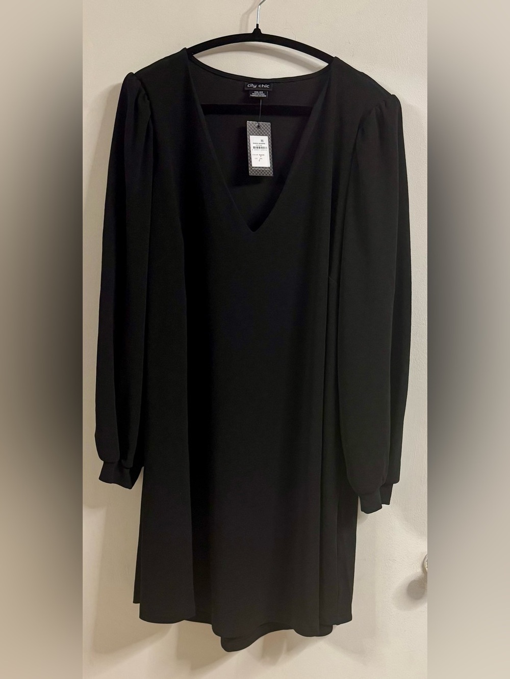 City Chic Deep V-Neck Black Dress